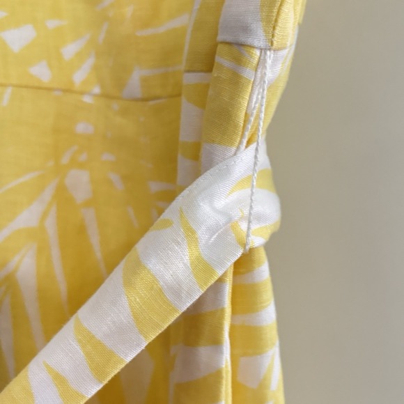 Hobbs London Floral Summer Linen Tea Dress Women's US Sz 6 Belted Yellow White - Picture 8 of 16